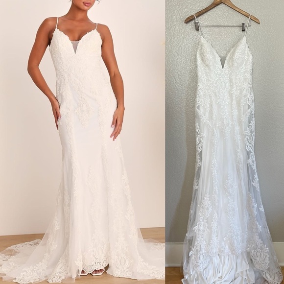 Decided on Forever White Embroidered Lace Mermaid Maxi Dress - Picture 1 of 8